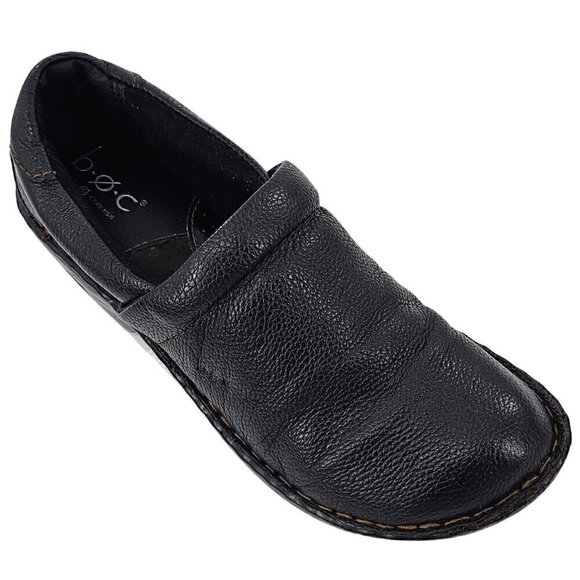BOC Born Concept Peggy Black Pebbled Leathe rSlip-On Clogs SC3433 Shoes Size 8M - Picture 1 of 8